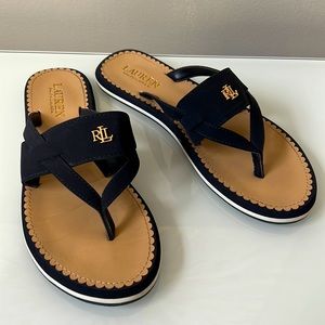 Ralph Lauren Rosalind Sandal in the color black.